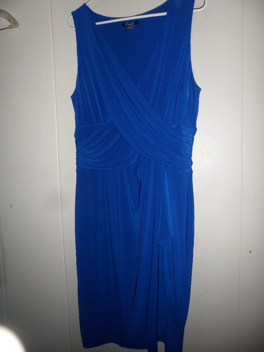 Chaps XL Royal Blue sleeveless wrap-style dress.